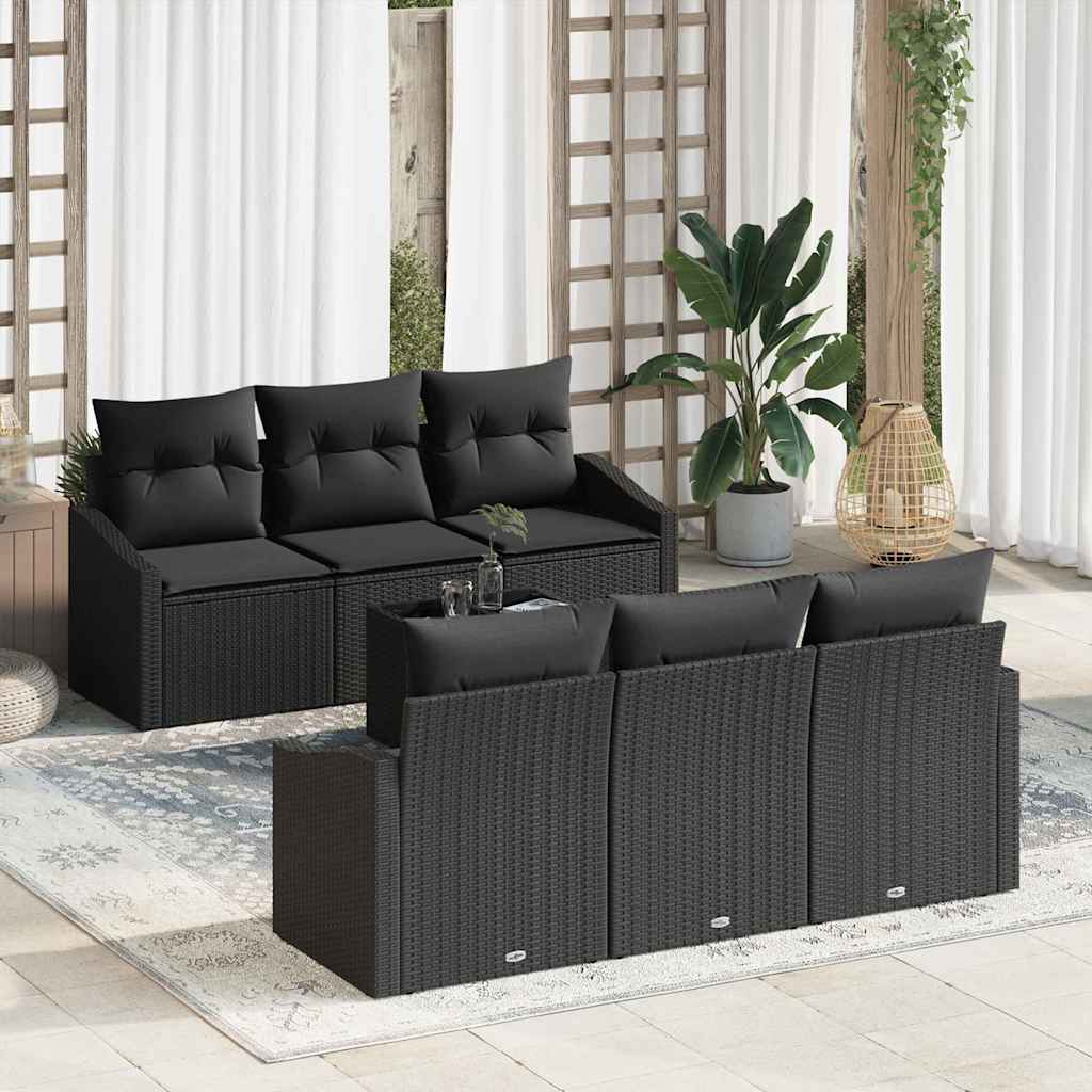 Garden Sofa Set with Cushion Manual 7 pcs Black 55 x 55 x 37 cm