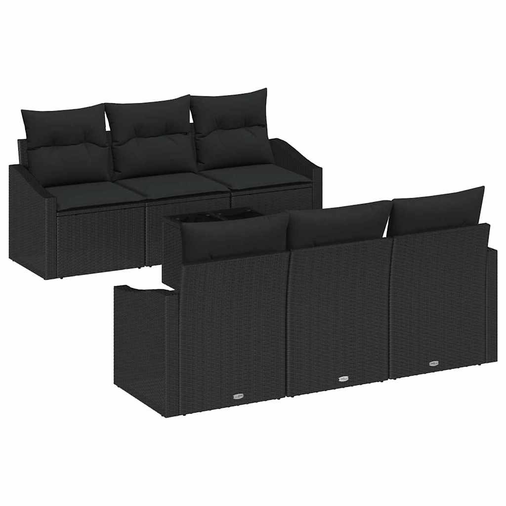Garden Sofa Set with Cushion Manual 7 pcs Black 55 x 55 x 37 cm