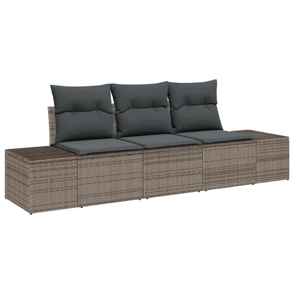 Garden Sofa Set 3 pcs Grey Poly Rattan, Powder-Coated Steel
