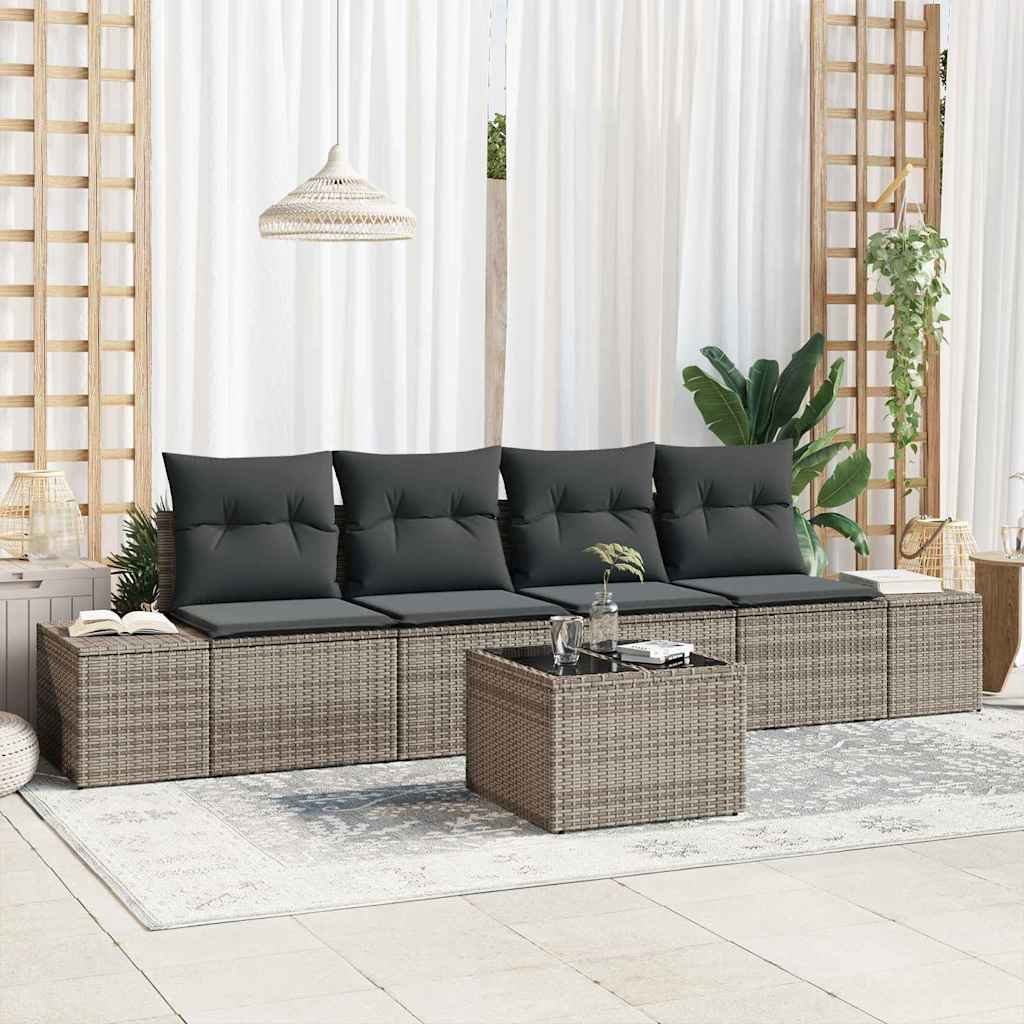 Garden Sofa Set with Cushion Manual 5 pcs Grey 55 x 55 x 37 cm