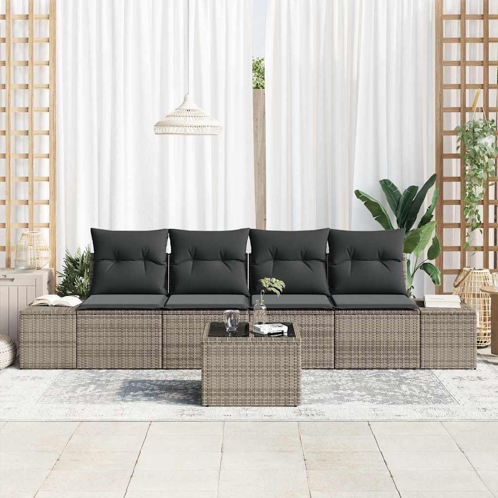 Garden Sofa Set with Cushion Manual 5 pcs Grey 55 x 55 x 37 cm