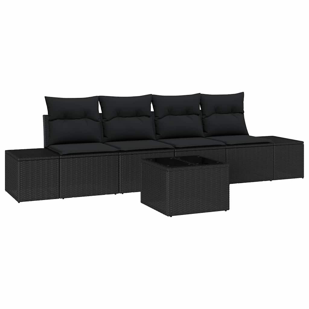Garden Sofa Set with Cushion Manual 5 pcs Black 55 x 55 x 37 cm