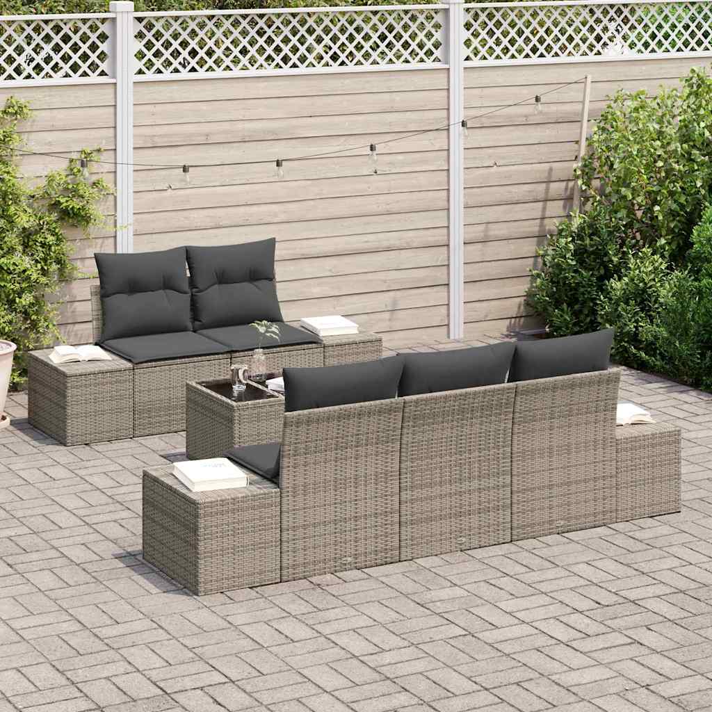 Garden Sofa Set with Cushion Manual 6 pcs Grey 55 x 55 x 37 cm