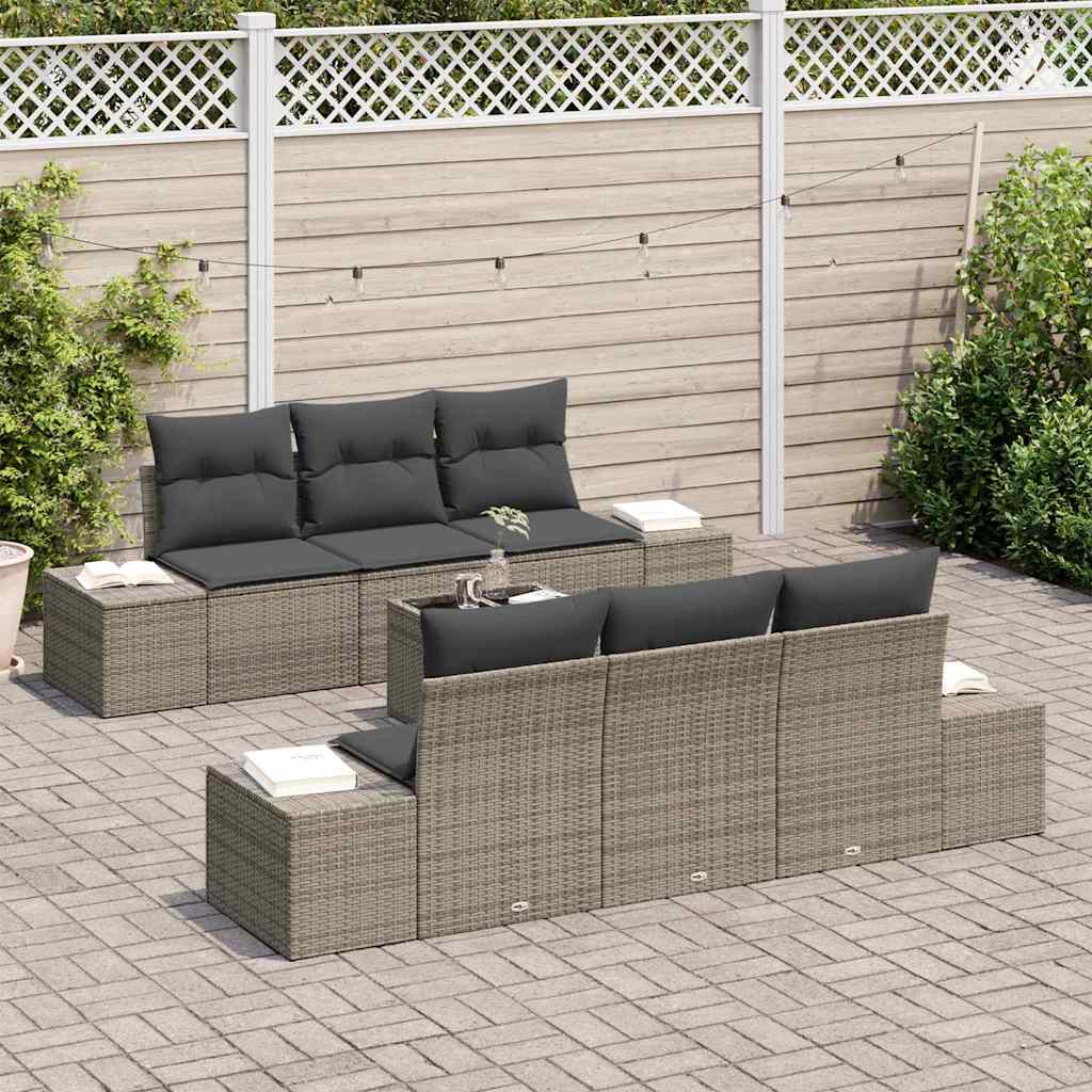 Garden Sofa Set with Cushion Manual 7 pcs Grey 55 x 55 x 37 cm