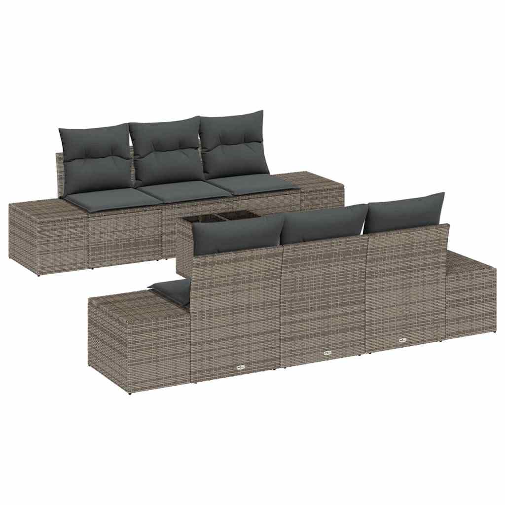Garden Sofa Set with Cushion Manual 7 pcs Grey 55 x 55 x 37 cm