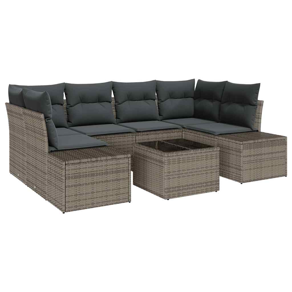Garden Sofa Set with Cushion Manual 7 pcs Grey 55 x 55 x 37 cm