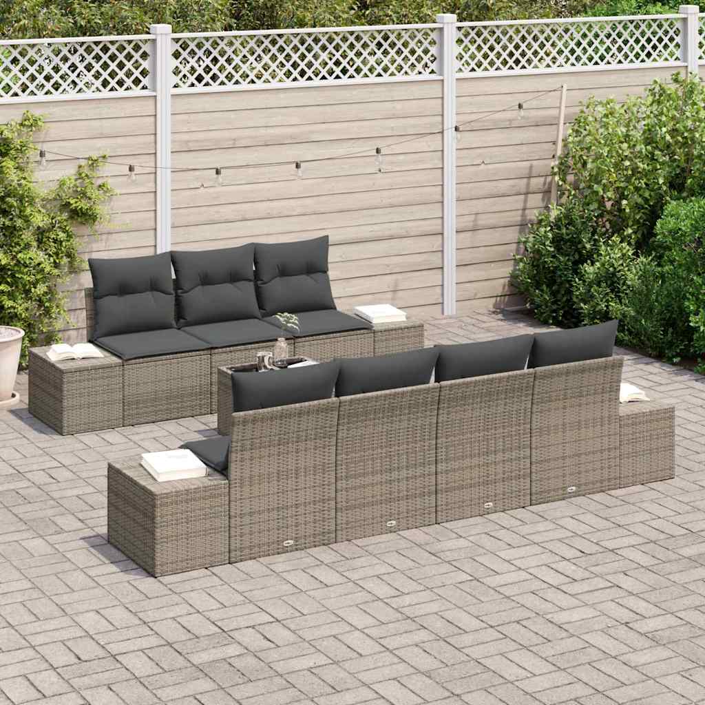 Garden Sofa Set with Cushion Manual 8 pcs Grey 55 x 55 x 37 cm