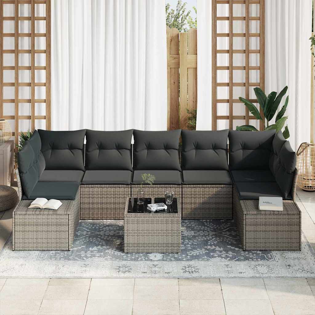 Garden Sofa Set with Cushion Manual 8 pcs Grey 55 x 55 x 37 cm