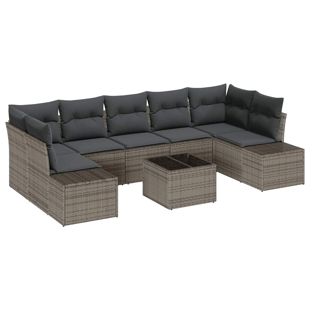 Garden Sofa Set with Cushion Manual 8 pcs Grey 55 x 55 x 37 cm