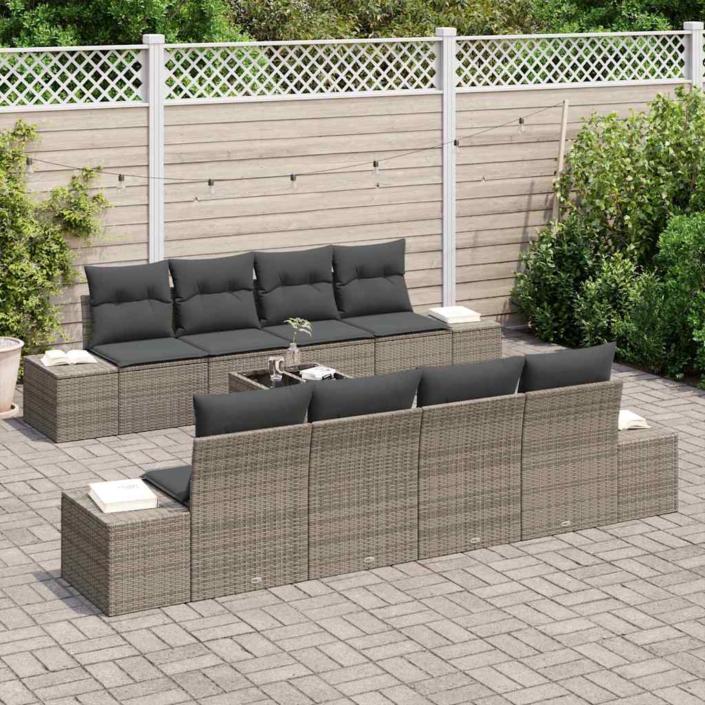 Garden Sofa Set with Cushion Manual 7 pcs Grey 55 x 55 x 37 cm