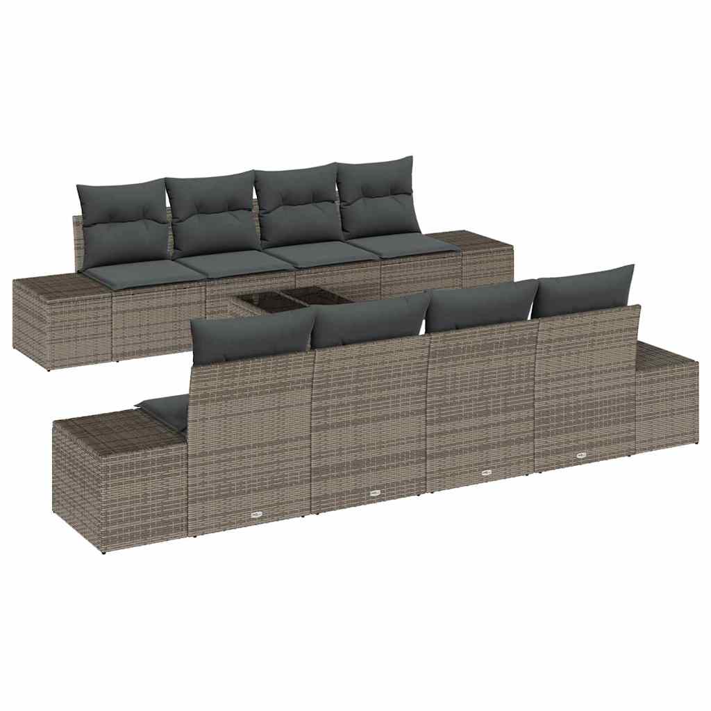 Garden Sofa Set with Cushion Manual 7 pcs Grey 55 x 55 x 37 cm