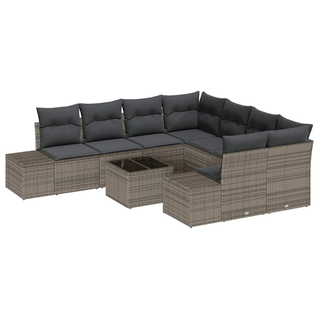 Garden Sofa Set with Cushion Manual 9 pcs Grey 55 x 55 x 37 cm
