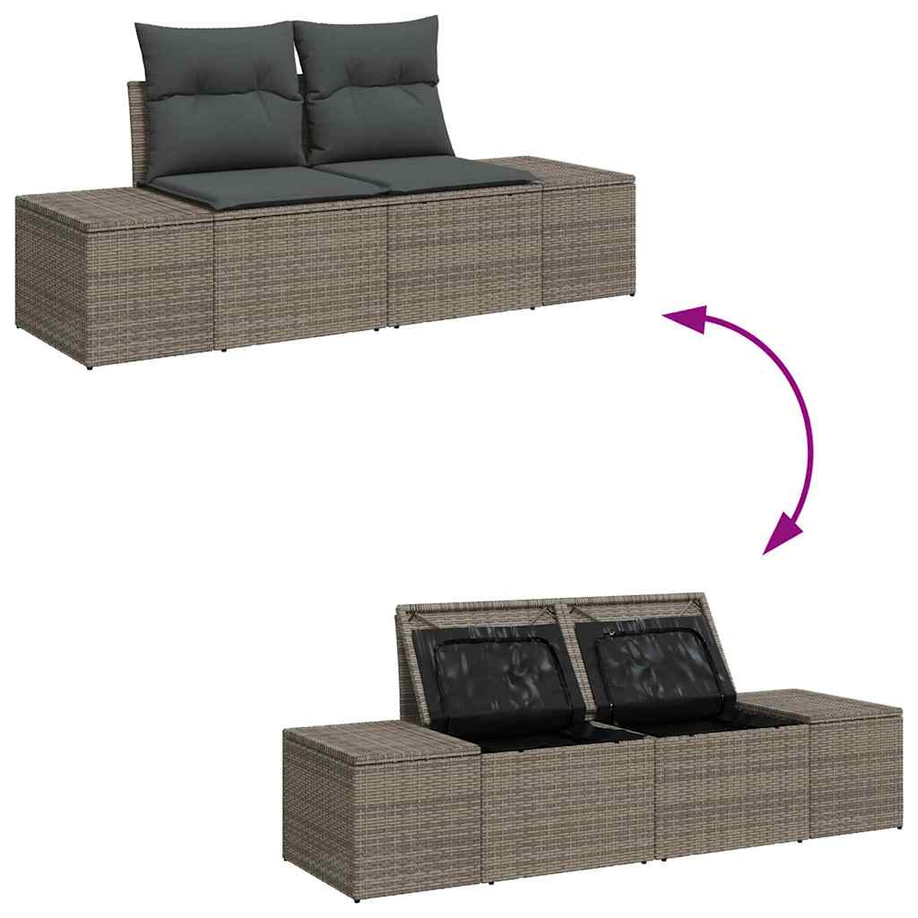 Garden Sofa Set 5 pcs Grey Poly Rattan and Powder-Coated Steel