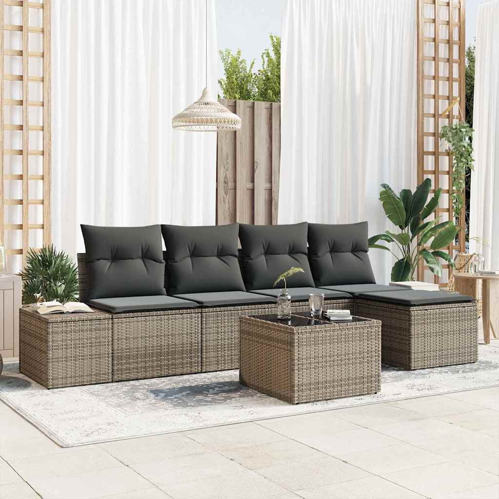 Garden Sofa Set with Cushion with Storage 6 pcs Light Grey