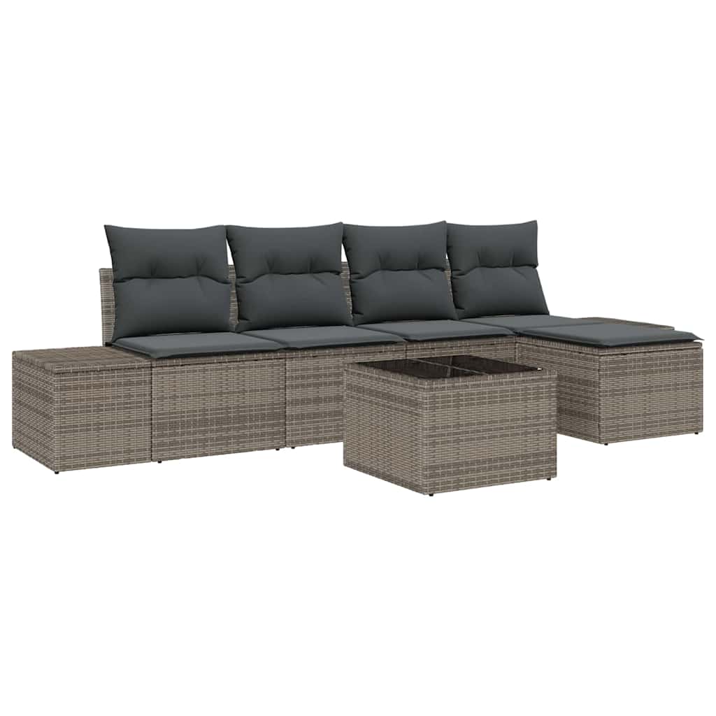 Garden Sofa Set with Cushion with Storage 6 pcs Light Grey