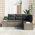 Garden Sofa Set 4 pcs Grey Poly Rattan, Powder-Coated Steel
