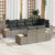 Garden Sofa Set 7 pcs Grey Poly Rattan, Powder-Coated Steel