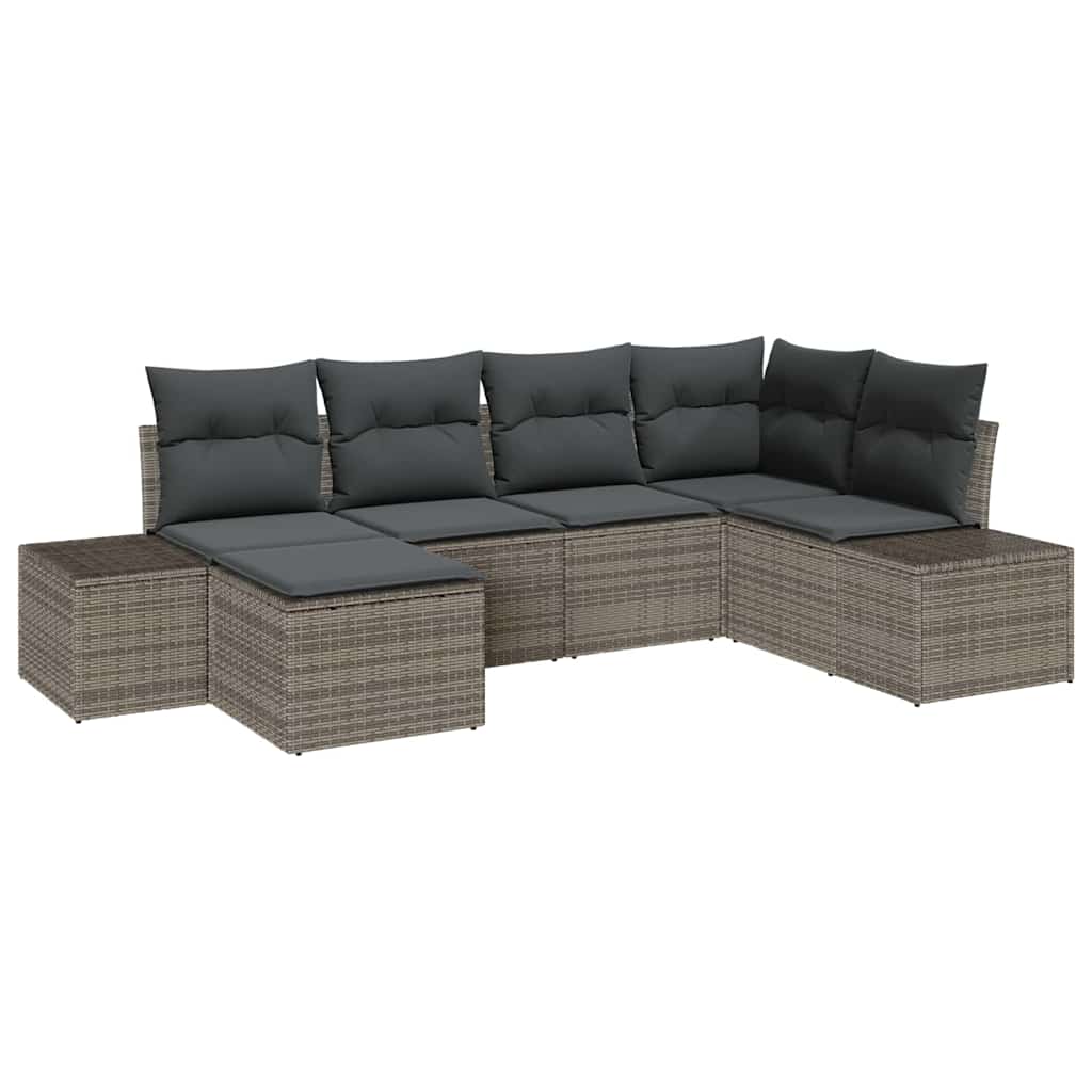 Garden Sofa Set 6 pcs Grey 264 x 154 x 85 cm Poly rattan