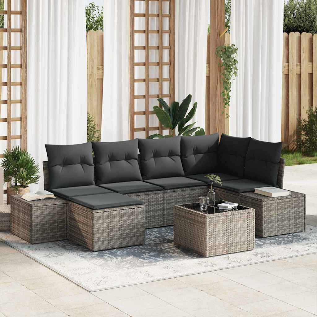 Garden Sofa Set 7 pcs Grey 264 x 154 x 85 cm Poly rattan