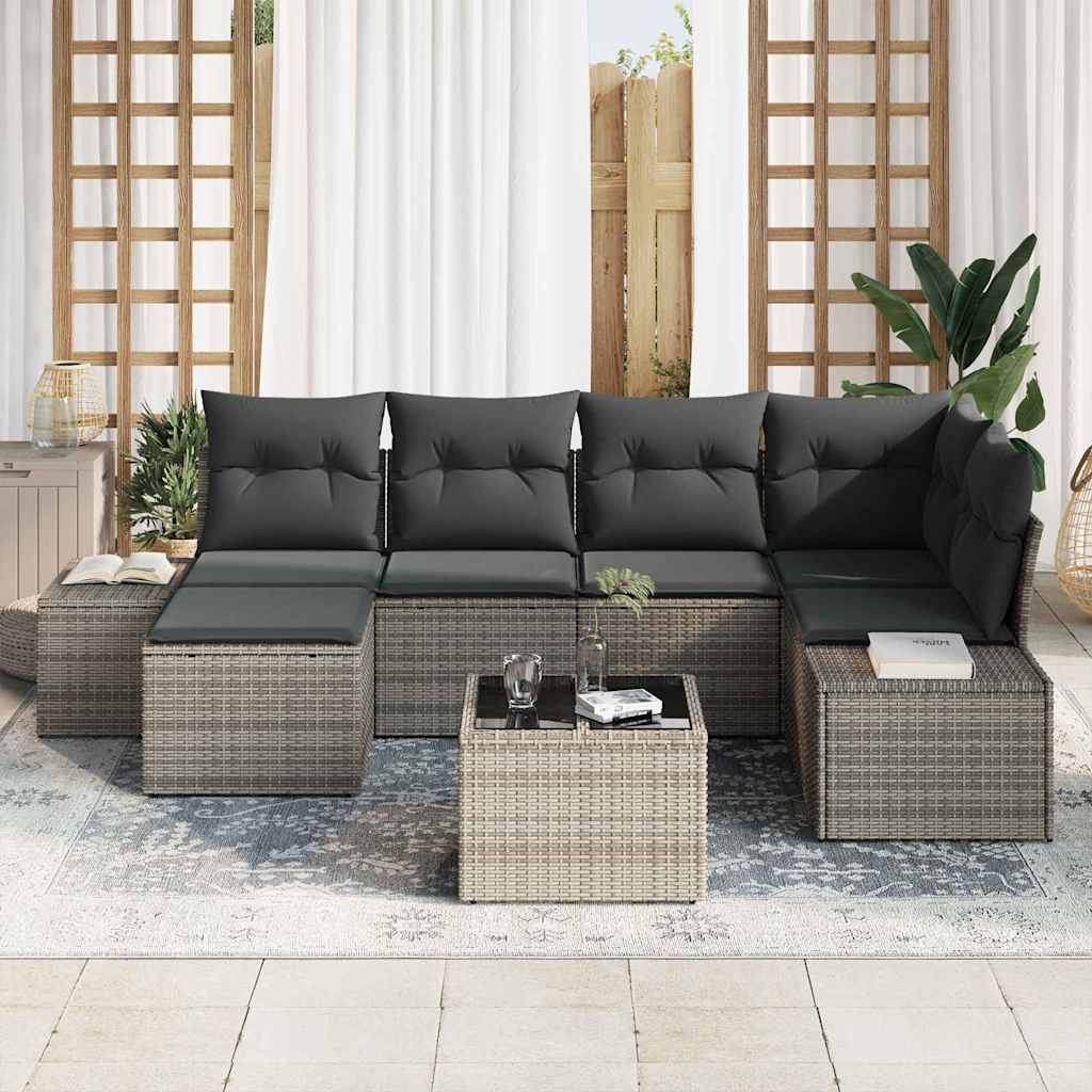 Garden Sofa Set 7 pcs Grey 264 x 154 x 85 cm Poly rattan
