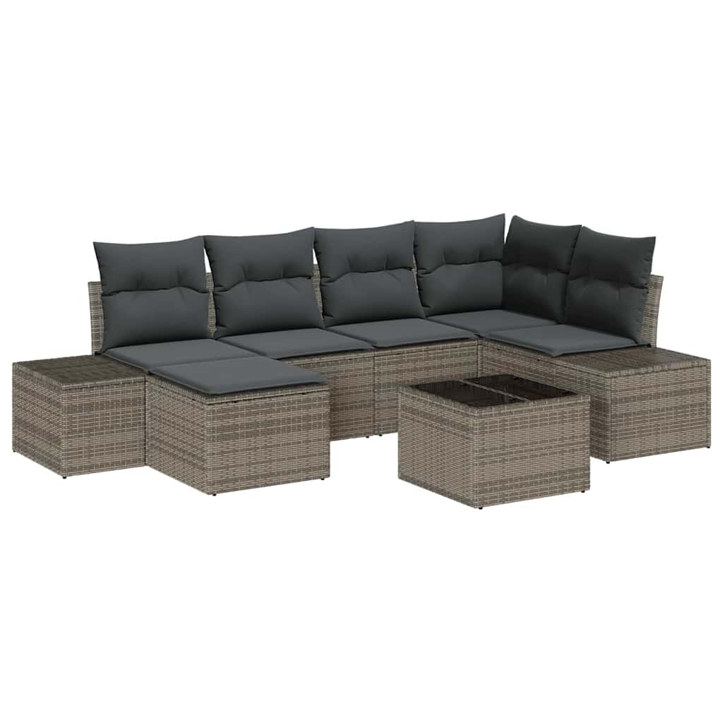Garden Sofa Set 7 pcs Grey 264 x 154 x 85 cm Poly rattan