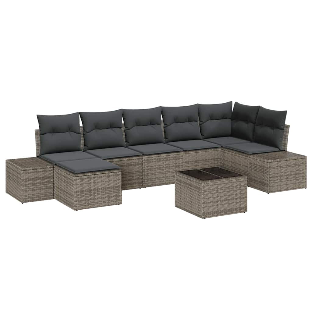 Garden Sofa Set with Cushion 8 pcs Grey Poly rattan