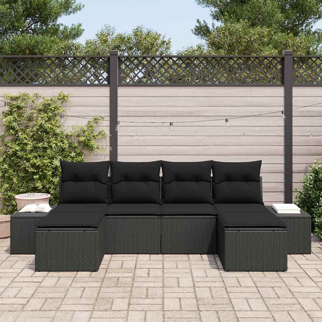 Garden Sofa Set 6 pcs Black 184 x 62 x 85 cm Poly rattan