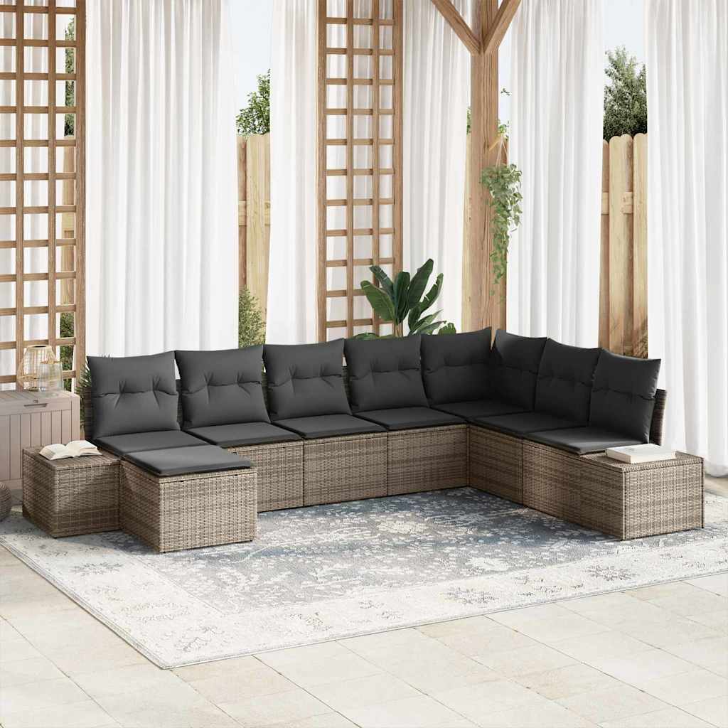 Garden Sofa Set 8 pcs Grey 319 x 209 x 85 cm Poly rattan
