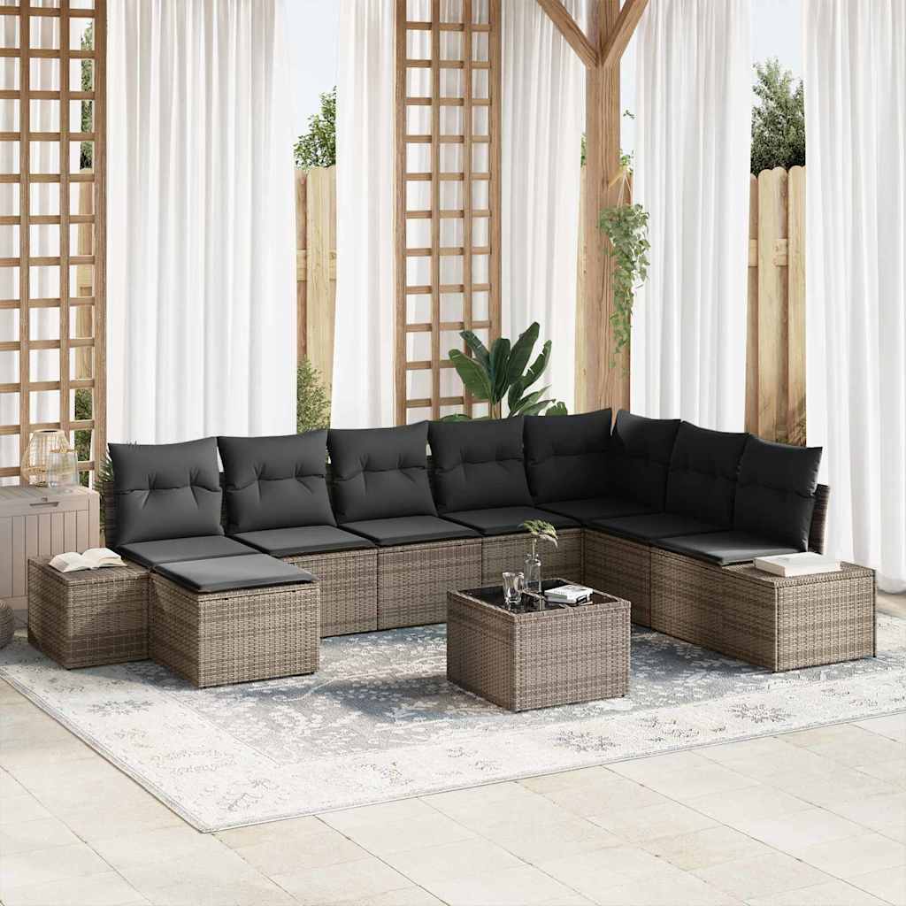 Garden Sofa Set 9 pcs Grey 319 x 209 x 85 cm Poly rattan