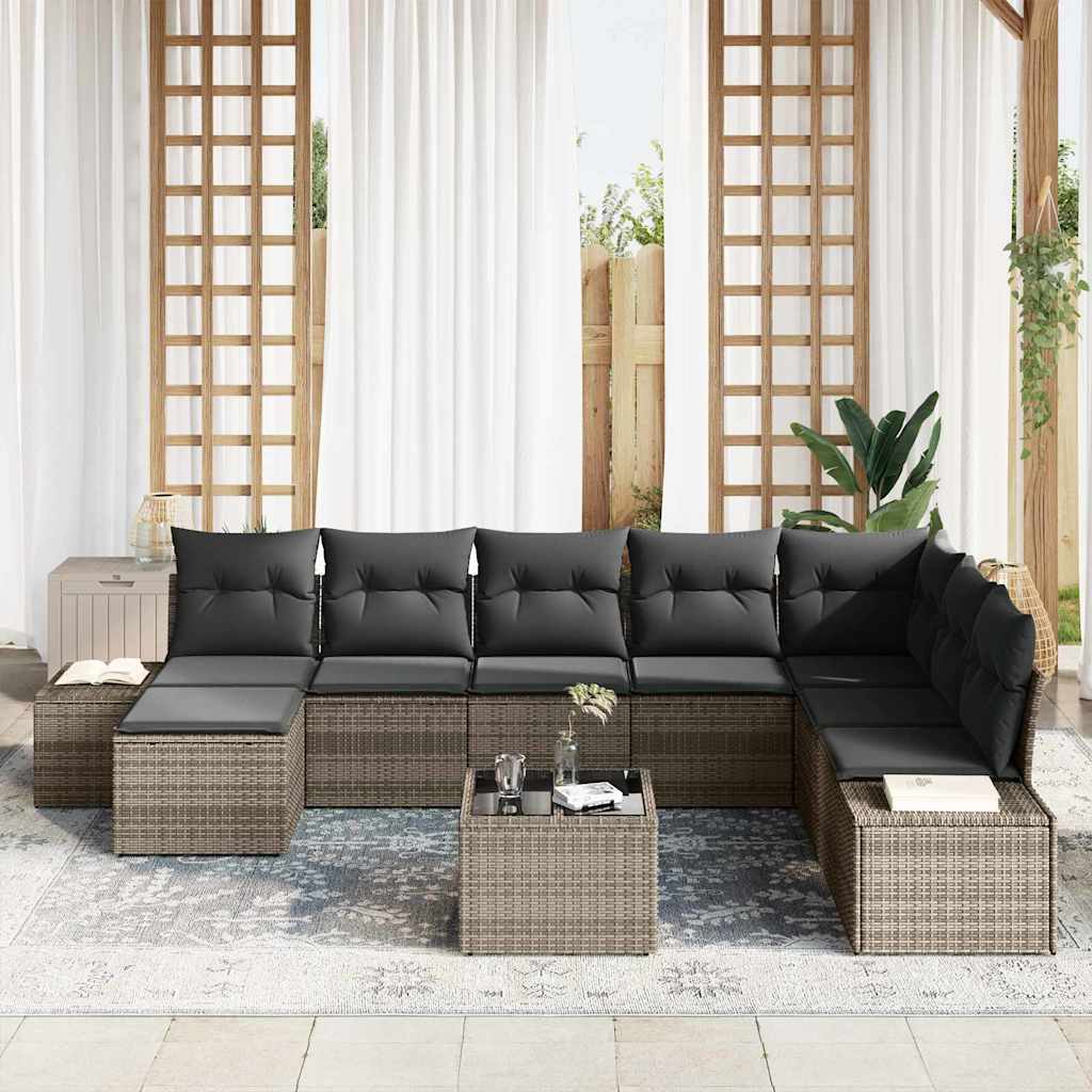 Garden Sofa Set 9 pcs Grey 319 x 209 x 85 cm Poly rattan