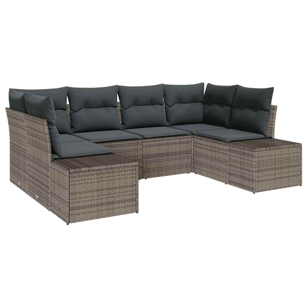 Garden Sofa Set 6 pcs Grey 234 x 154 x 85 cm Poly rattan