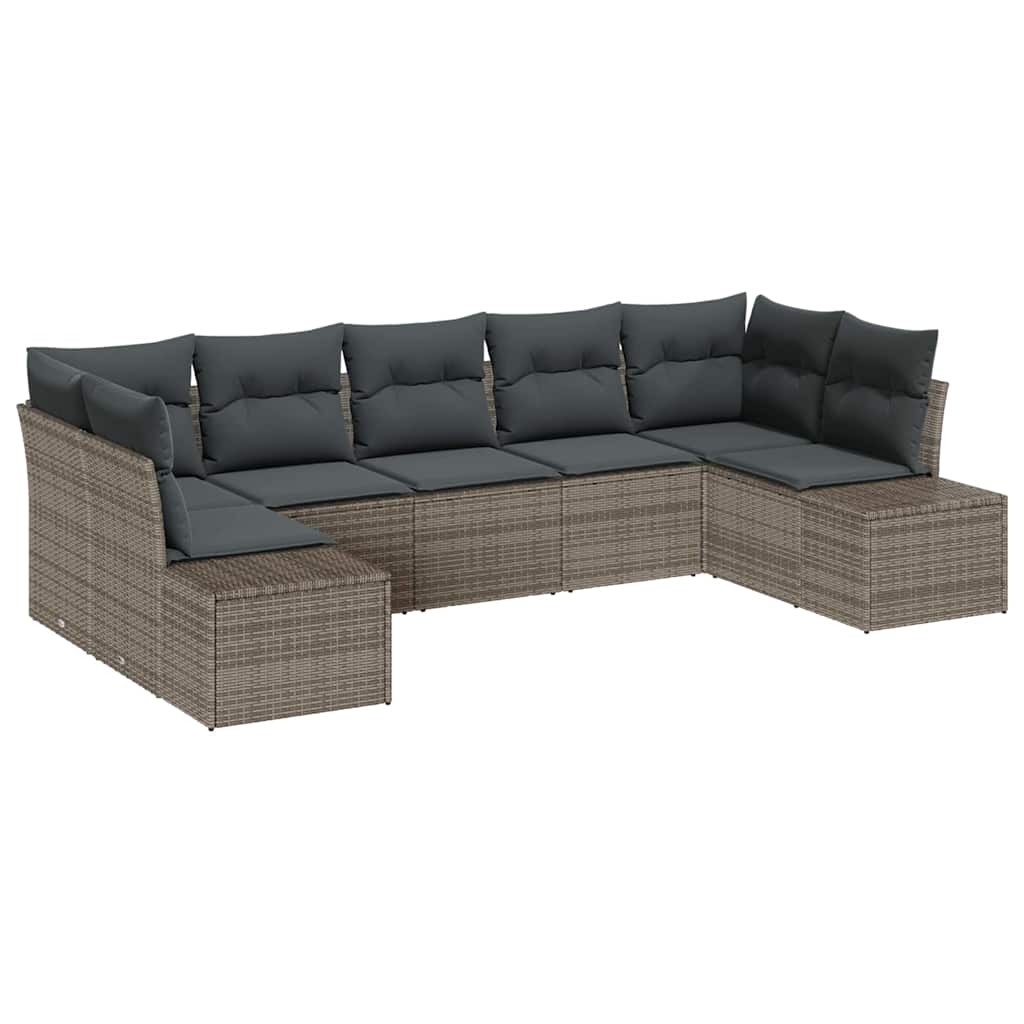 Garden Sofa Set 7 pcs Grey 289 x 154 x 85 cm Poly rattan