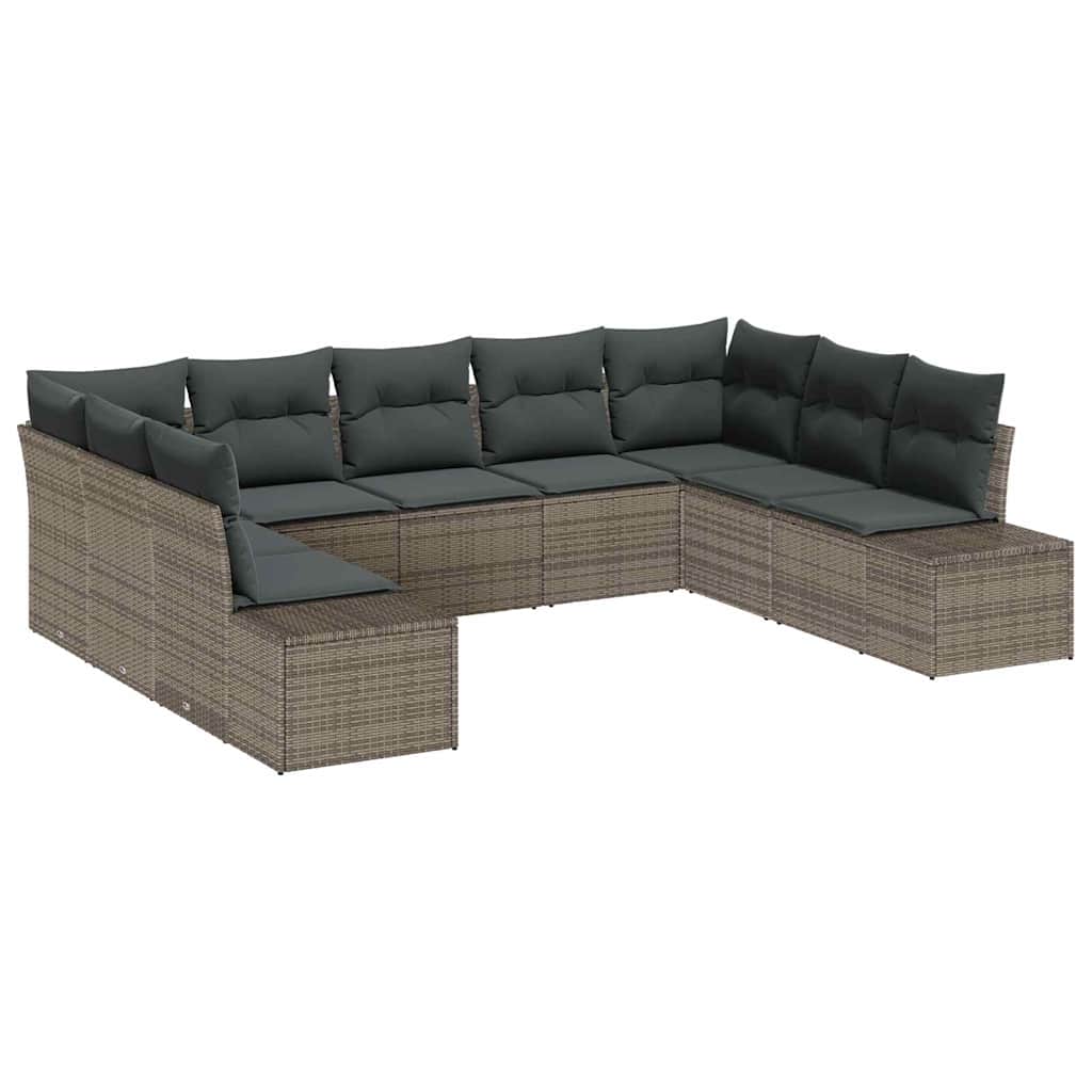 Garden Sofa Set 9 pcs Grey 289 x 209 x 85 cm Poly rattan