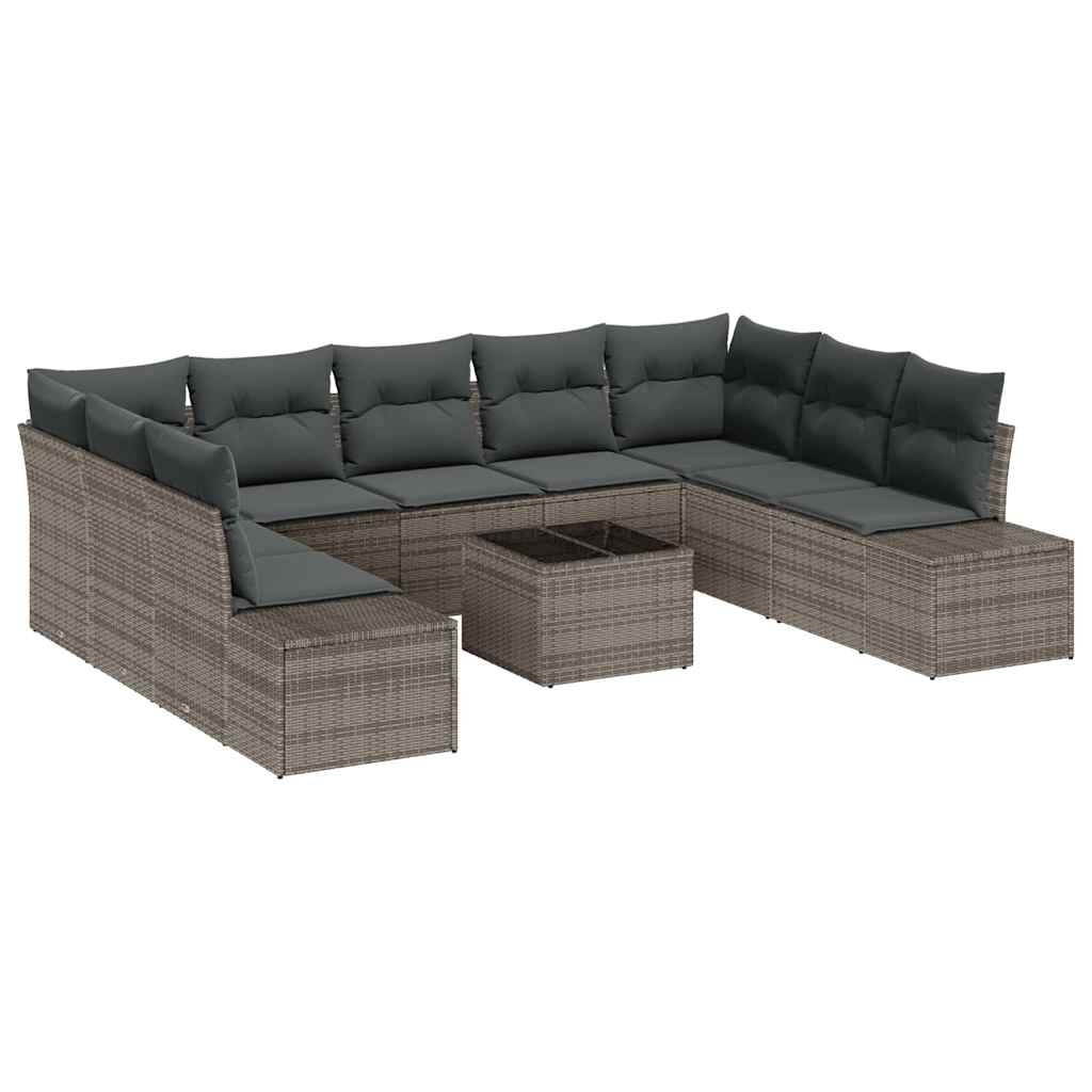 Garden Sofa Set 10 pcs Grey 289 x 209 x 85 cm Poly rattan
