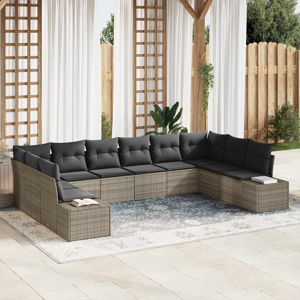 Garden Sofa Set 10 pcs Grey 344 x 209 x 85 cm Poly rattan