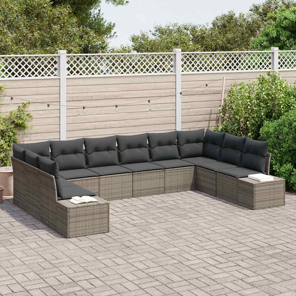 Garden Sofa Set 10 pcs Grey 344 x 209 x 85 cm Poly rattan