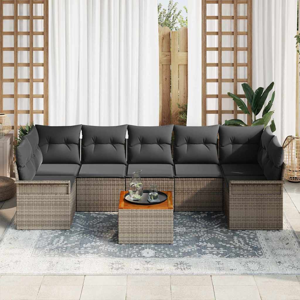 Garden Sofa Set with Cushion Manual 8 pcs Grey 55 x 55 x 37 cm