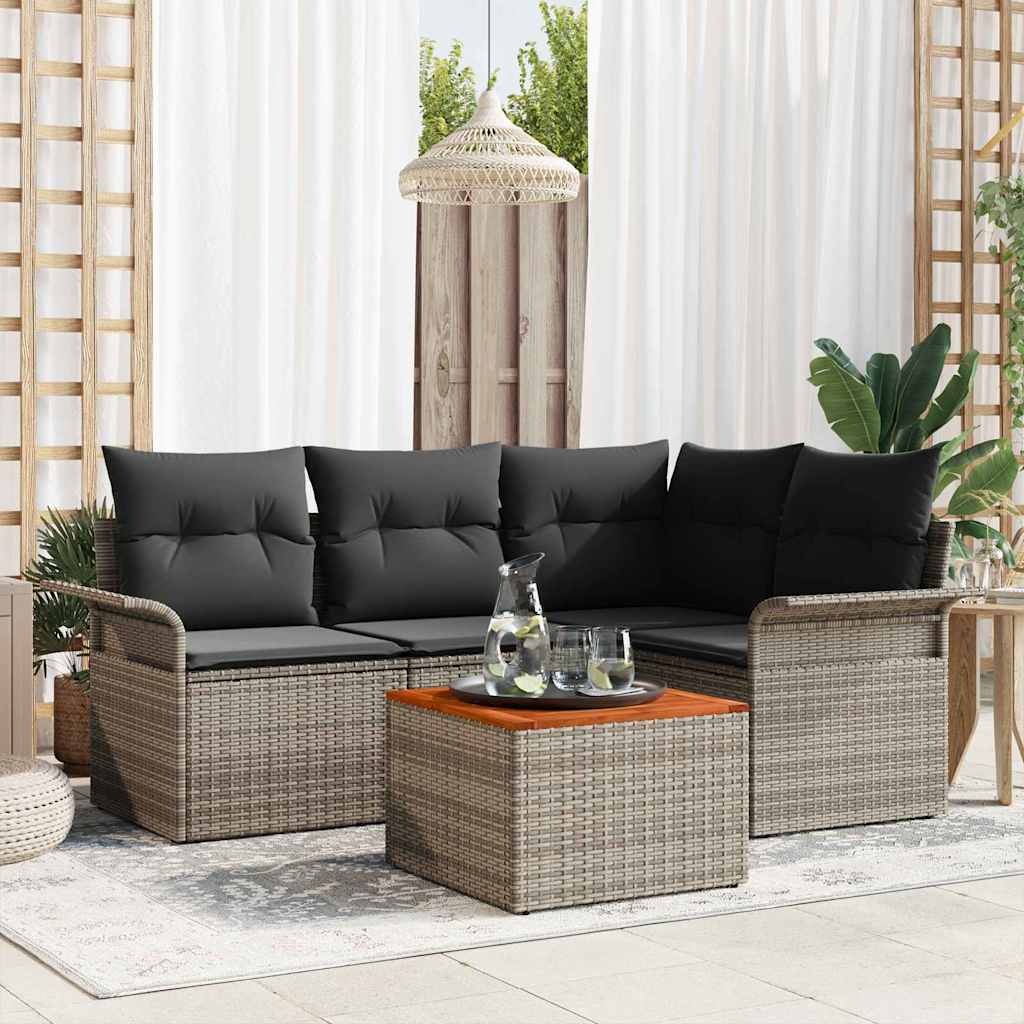 Garden Sofa Set with Cushion Manual 5 pcs Grey 55 x 55 x 37 cm