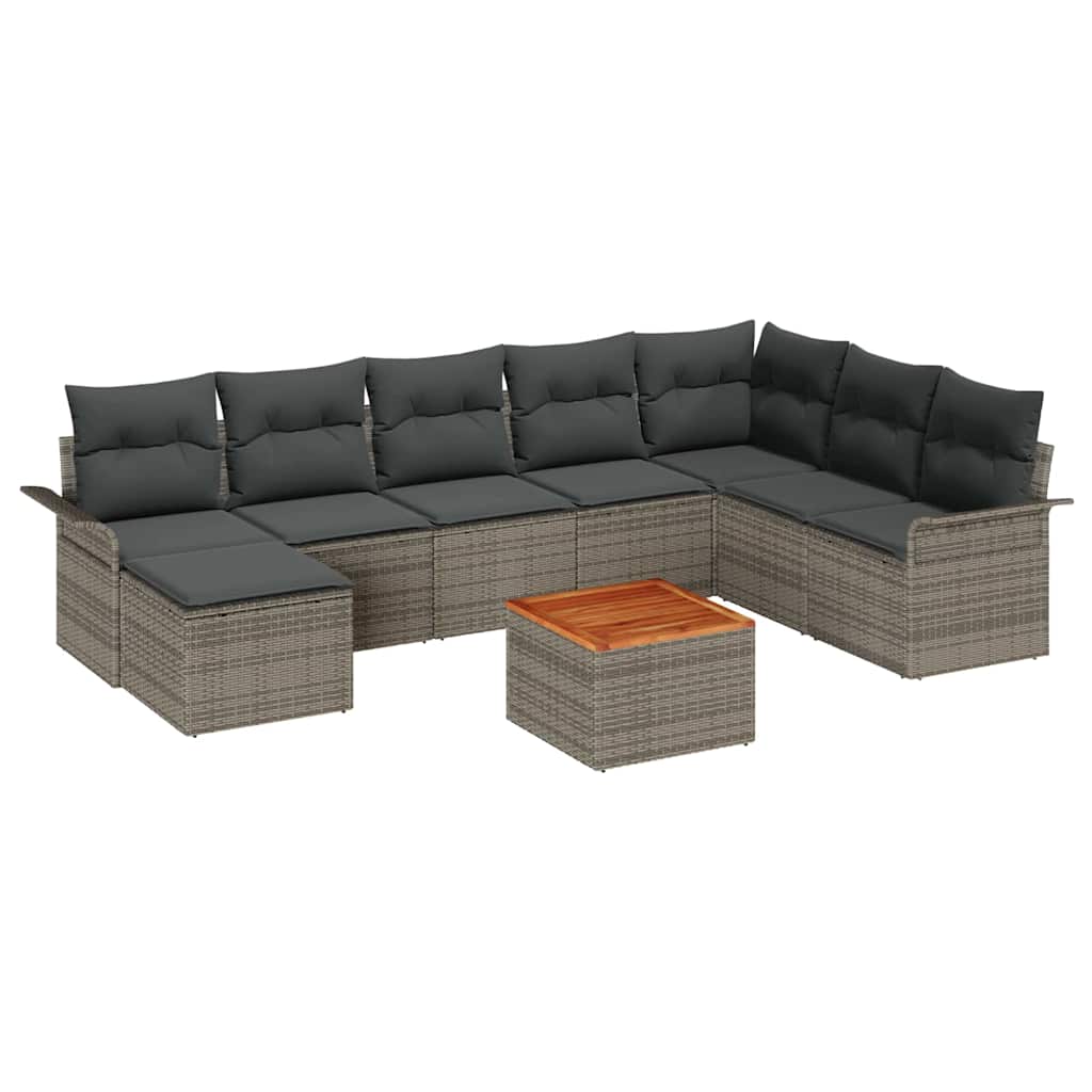 Garden Sofa Set with Cushion with Storage 9 pcs Grey