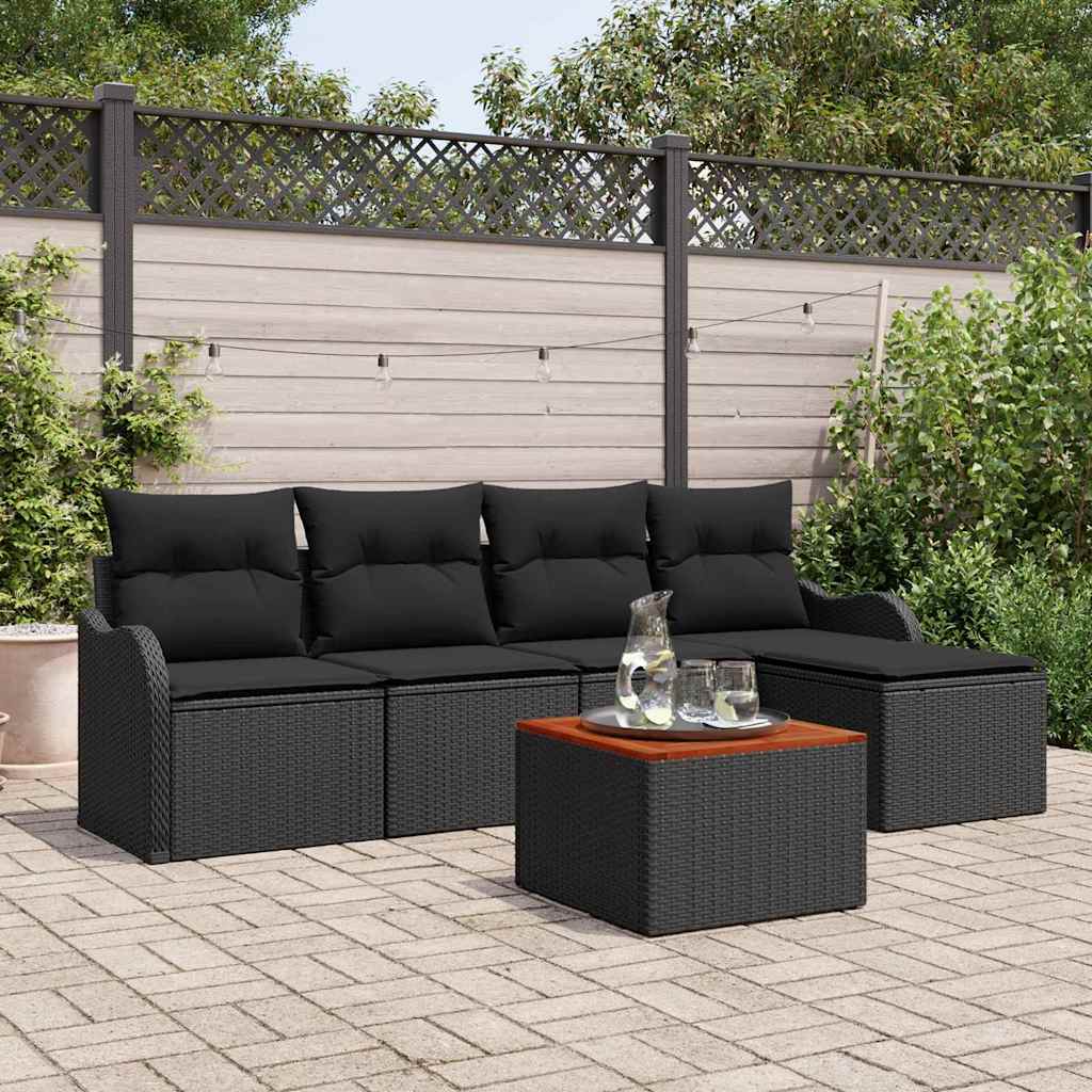 Garden Sofa Set 6 pcs Black