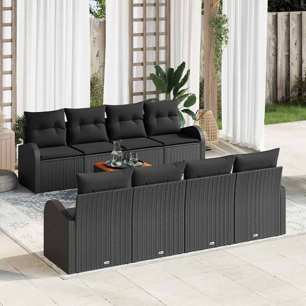 Garden Sofa Set 9 pcs Black