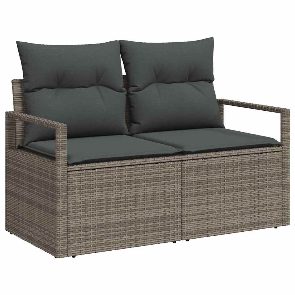 Garden Sofa Set with Storage 7 pcs Grey Poly Rattan