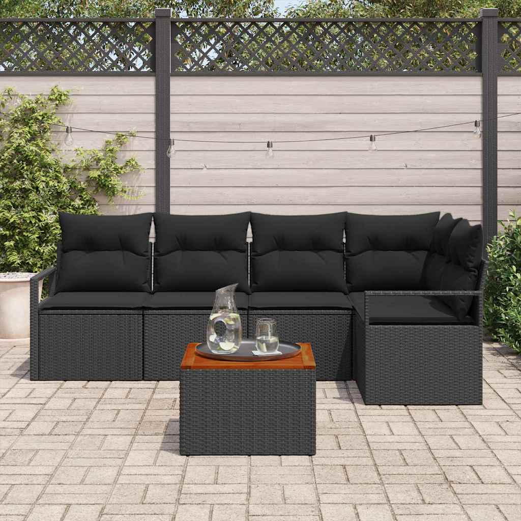 Garden Sofa Set 6 pcs Black