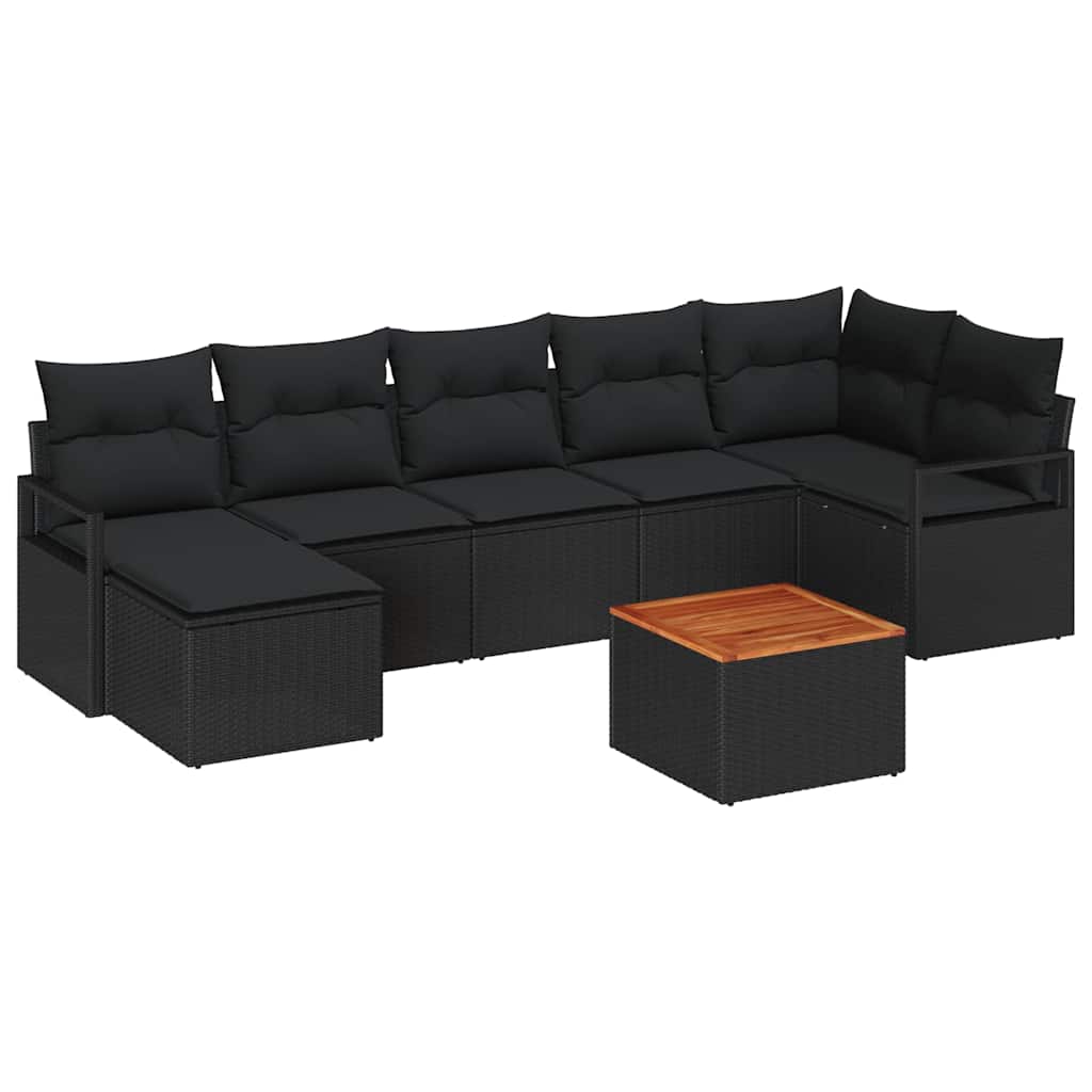 Garden Sofa Set with Storage 8 pcs Black Poly Rattan