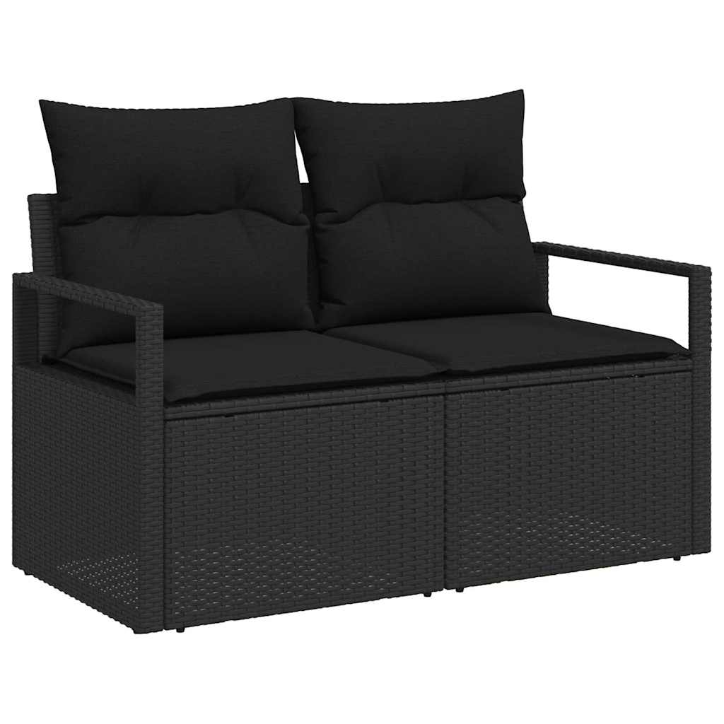 Garden Sofa Set with Storage 8 pcs Black Poly Rattan