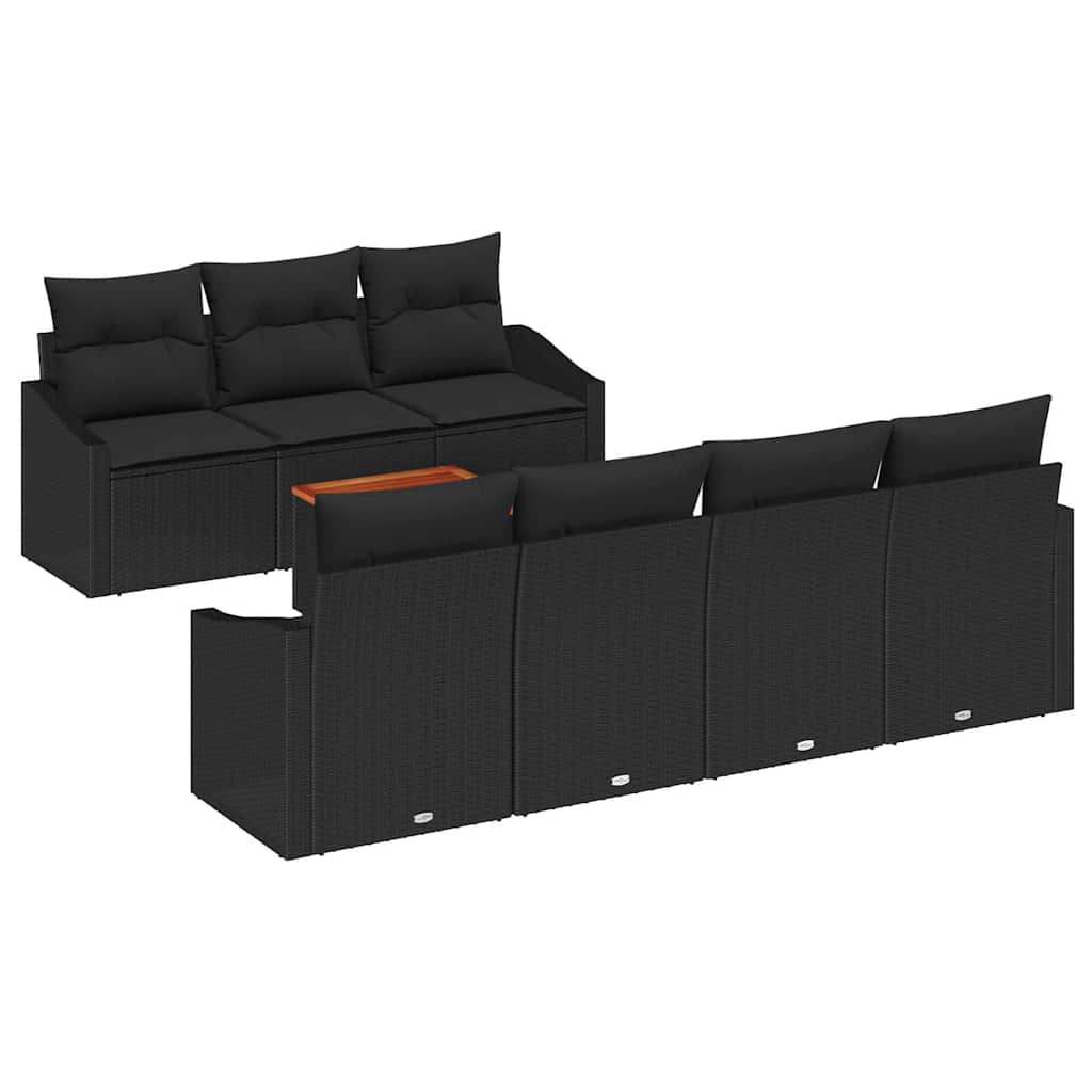 Garden Sofa Set with Storage 8 pcs Black Poly Rattan