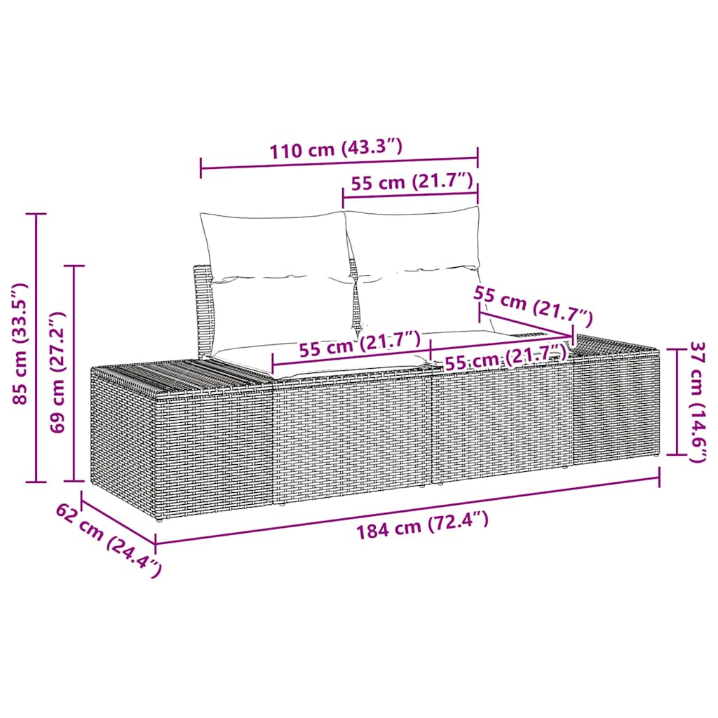 Garden Sofa Set 8 pcs Grey