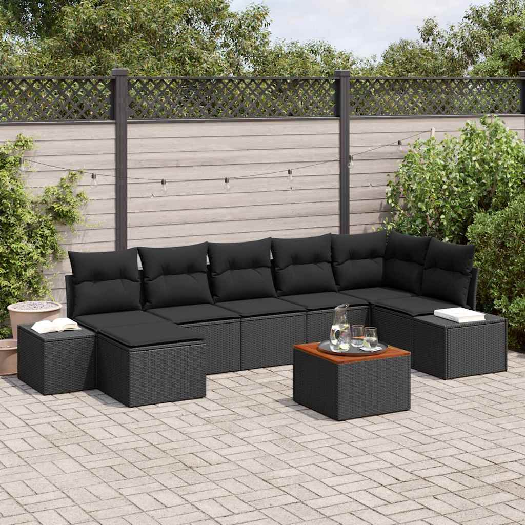 Garden Sofa Set 8 pcs Black