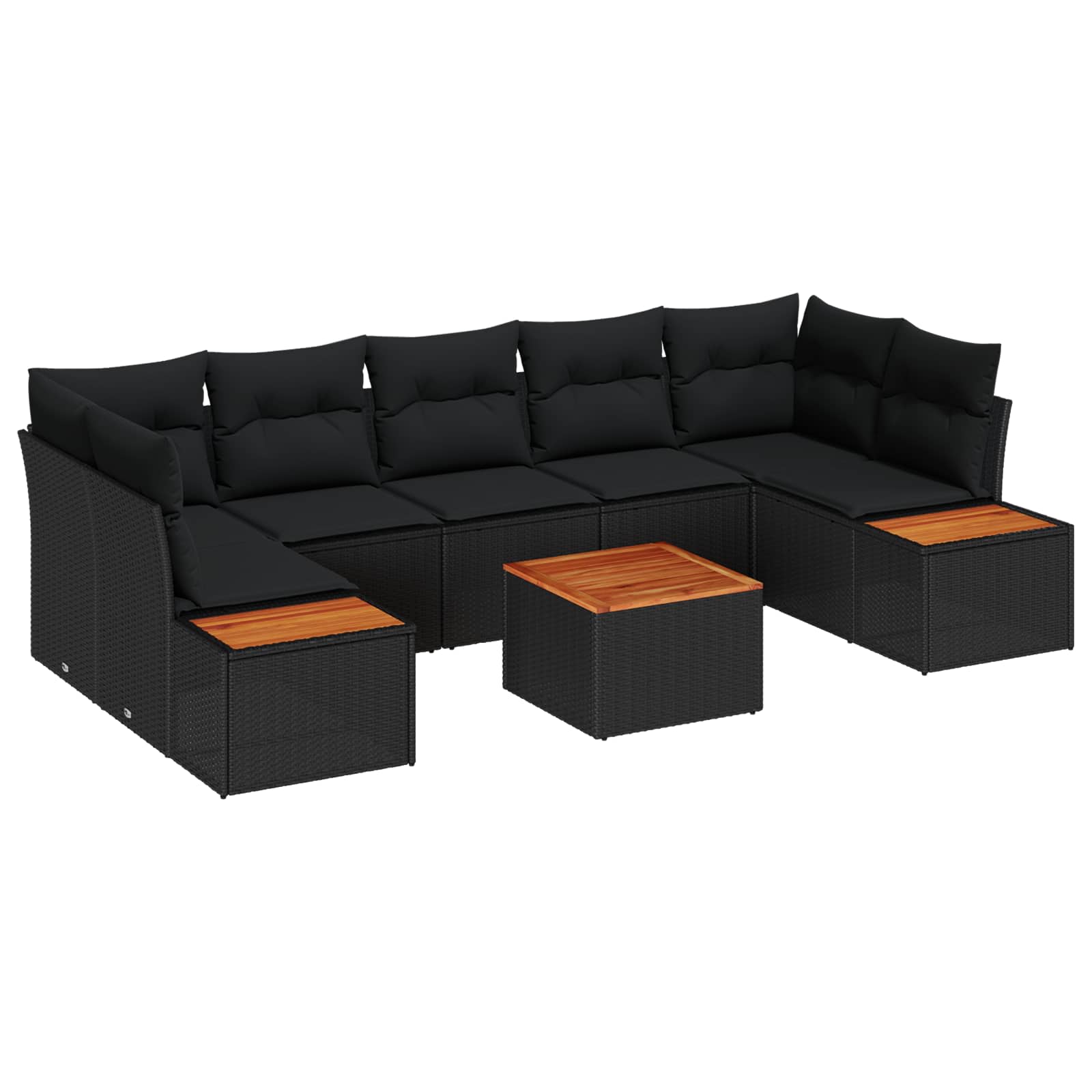 Garden Sofa Set with Cushion 8 pcs Black Poly rattan