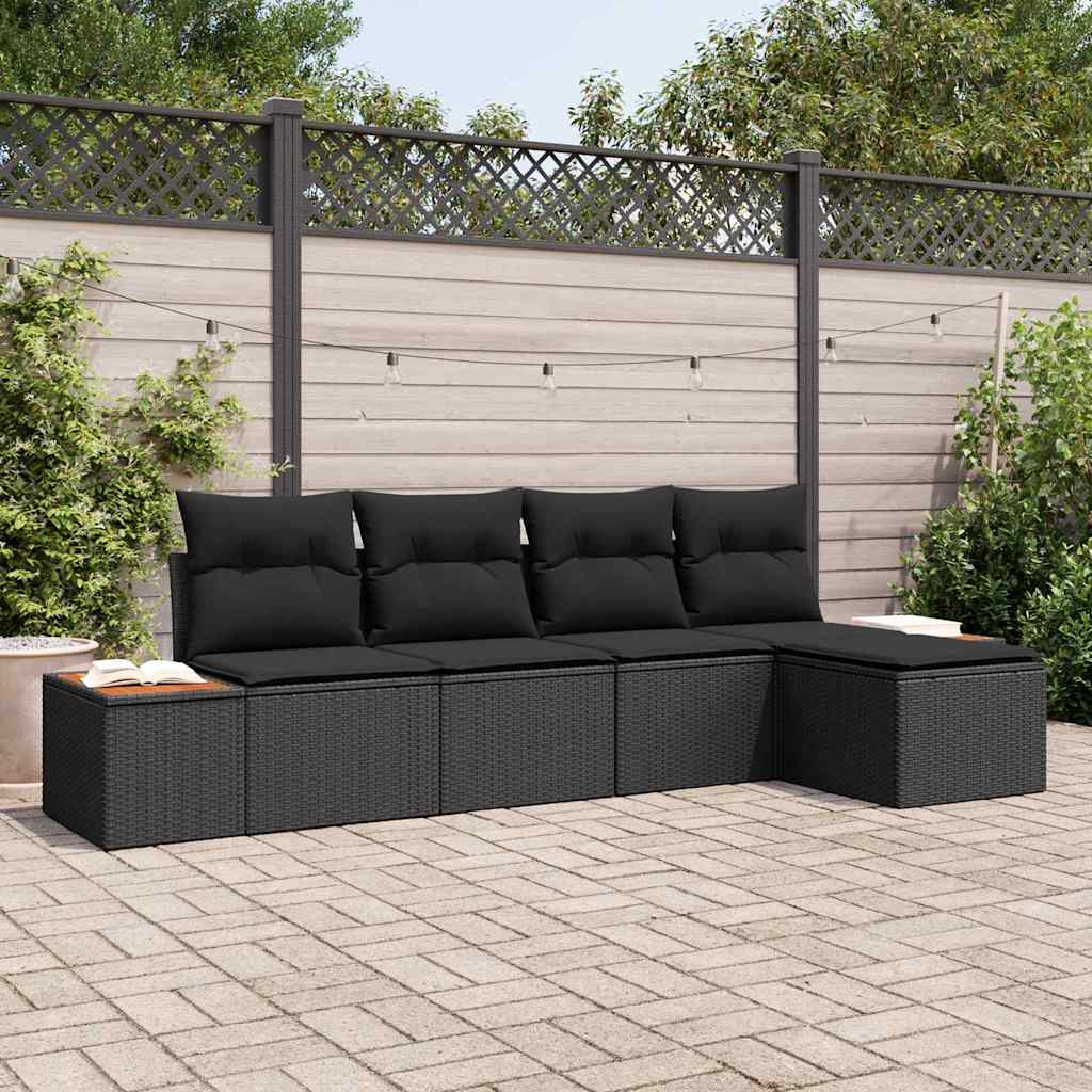 Garden Sofa Set 5 pcs Black 184 x 62 x 85 cm Poly rattan